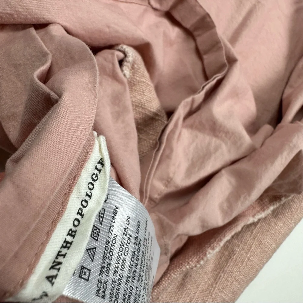 Anthropologie Dusty Pink Washed Linen Blend Euro Pillow Sham